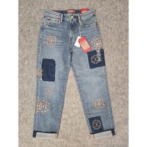 New Lucky Brand Legend Jeans Womens 4 Patchwork Boy Mid Rise Relaxed Straight